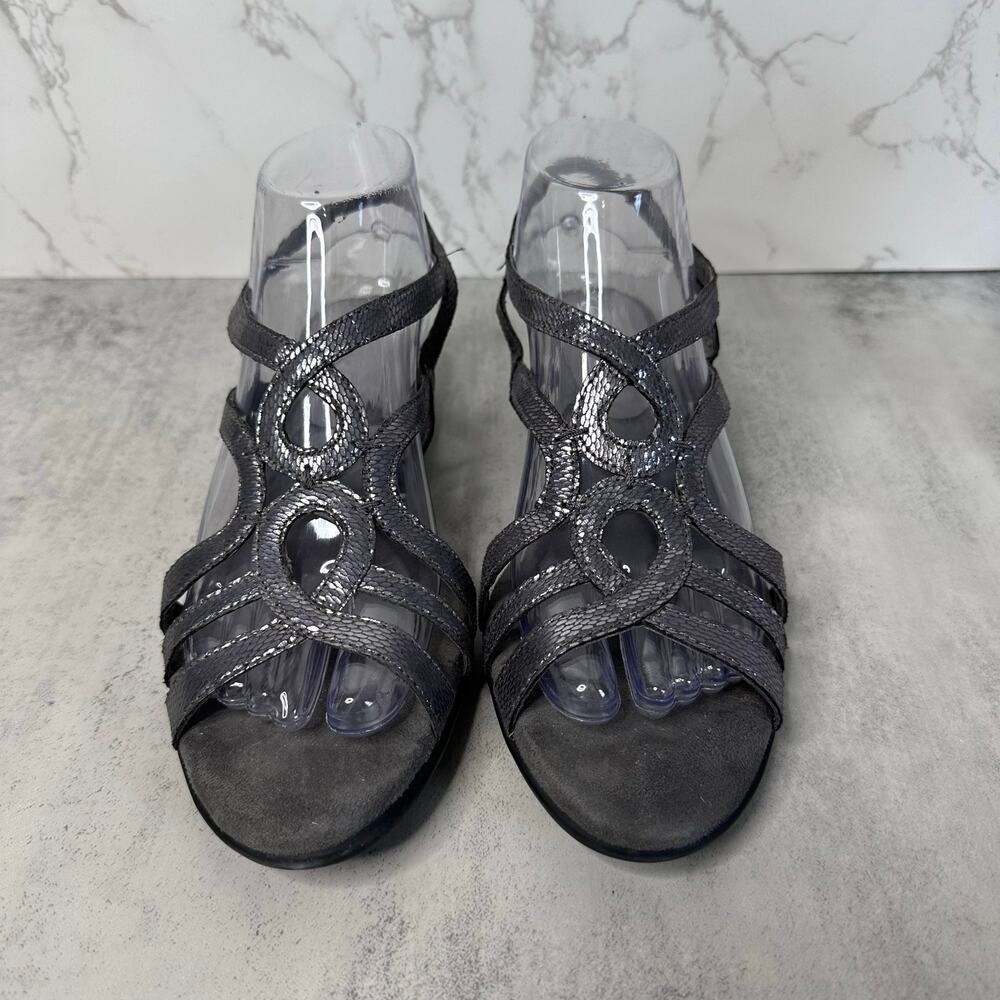 Aerosoles Sandals WMNS 8.5 Silver Strappy Slingback Open Toe Designer Fashion
